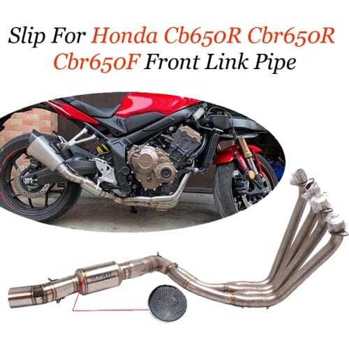 Motorcycle Exhaust Modified Front Middle Connecting Tube Slip On For Honda Cb650R Cbr650R Cbr650F With 51Mm Catalyst Connection