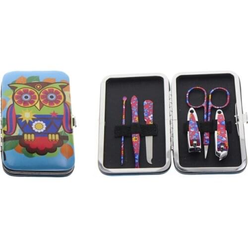 6 In 1 Flower Print Home Travel Manicure Pedicure Set Kit Nail Care Beauty Tool Holiday Birthday Christmas Gifts For Women Girls