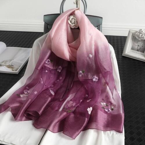 New 2020 Silk Women Scarf Warm Wool Shawls Lady Wraps Floral Pashmina Embroidery Scarves Foulard Wholesale Hijab Bandana