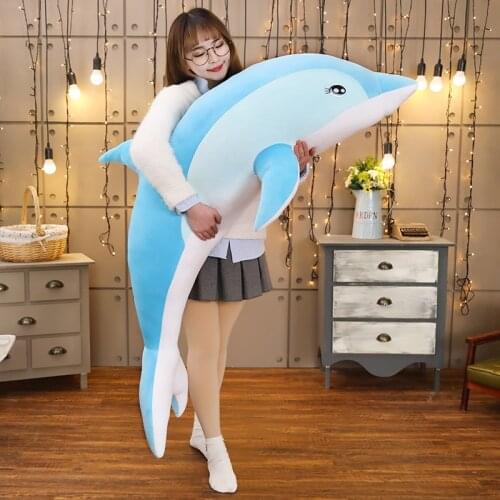 New Arrive 100-140CM Large Cute Soft Dolphin Plush Toys Stuffed Sea Animal Kids Gift