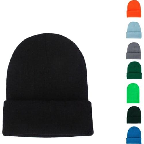 2021 Solid Color Knitted Beanies Hat Winter Warm Ski Hats Men Women Multicolor Skullies Caps Soft Elastic Cap