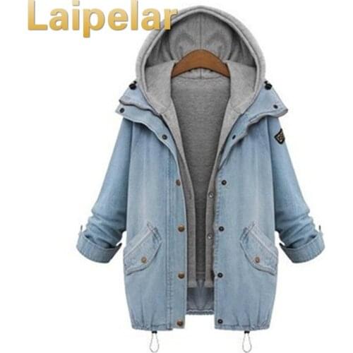 Autumn Winter Women Two Piece Suit Fashion Casual Women Basic Jacket And Coats Denim Jeans Large Sized Women Basic Coats M-Xxxxl
