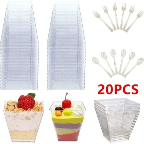 10Pcs Transparent Cake Dessert Cups Mousses Cases Disposable Hard Plastic Appetizers Containers Cake Shop Wedding Cake Holder