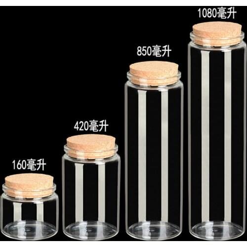 Transparent Clear Glass Storage Jars with Corks Candy Saffron Food Bottles Empty Health and Eco-Friendly Bottles 4pcs/lot