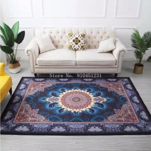 Enthnic Style Rectangle Carpet for Living Room Retro Bohemian Floor Mat Anti Slip Geometric Simple Bedroom Chair Area Rugs