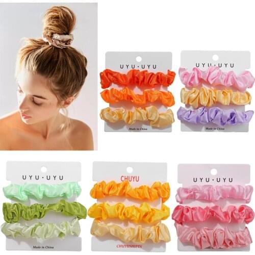 Rainbow Colorful Satin Hair Scrunchies for Women Fashion Elastic Hair Bands Ponytail Holder Hair Accessories