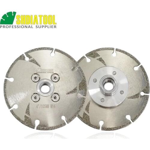 SHDIATOOL 2pcs 105mm/4" M14 Thread Electroplated Reinforced Diamond Cutting & Grinding Disc Diamond Sawblade marble granite Disc