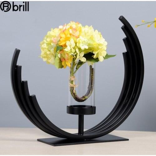 Modern Vase Metal Gold Candlestick Windproof Nordic Candles Home Decoration Ornaments Portavelas Living Room Flower Bougeoir