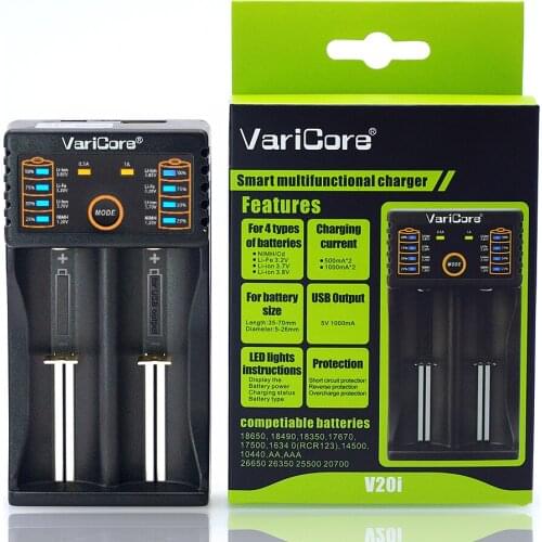Varicore v20i V10 18650 battery charger 1.2 V 3.7 V 3.2 V 3.85 V AA / AAA 18350 26650 10440 14500 16340 25500 NiMH lithium batte