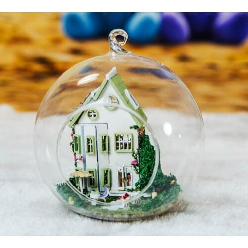 Green Forest Villa DIY Sound Control Glass Ball LED Lamp Toy Assembly Model Craft Toy Gift