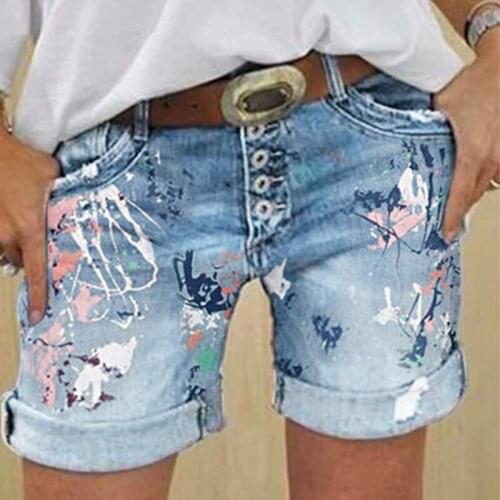 Jeans Women Shorts Pattern Printing Denim Ladies Short Jeans for women Printed High Waist Female high waisted jeans