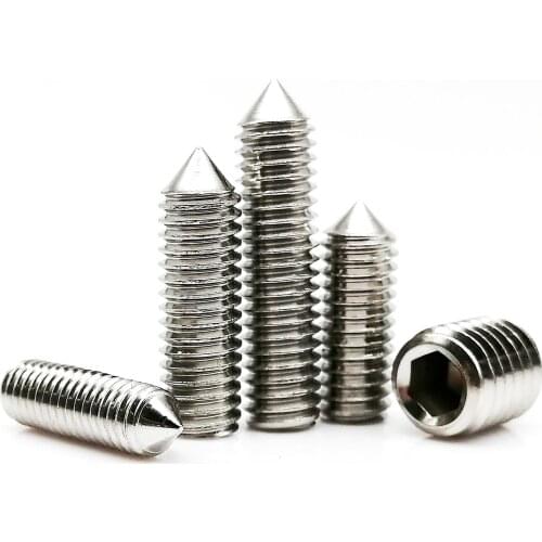 1/10/50pcs M2.5 M3 M4 M5 M6 M8 M10 M12 M16 A2 304 Stainless Steel Hex Hexagon Socket Tapered End Bolt Cone Point Grub Set Screw