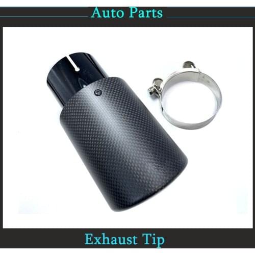 1Piece Car Matte Carbon Fibre Exhaust System Muffler Pipe Tip Straight Universal Black Stainless Mufflers Accessories