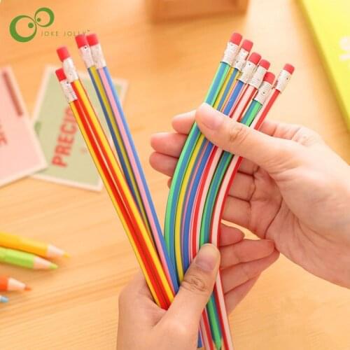 1PC Creative Magic Korea Stationery Colorful Magic Bendy Flexible Soft Pencil with Eraser Student Learning School Office Use WYQ