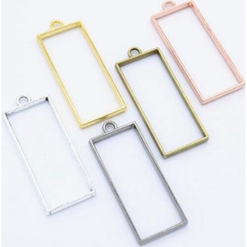 100pcs/lot Multicolor rectangular hollow epoxy frame Charms pendant For DIY Fashion jewelry material accessories