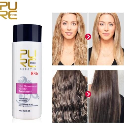 2PCS/Set Pure Brazilian Keratin Hair Repair And Straighten Damage Hair Products Brazilian Keratin Treatment + Purifying Shampoo