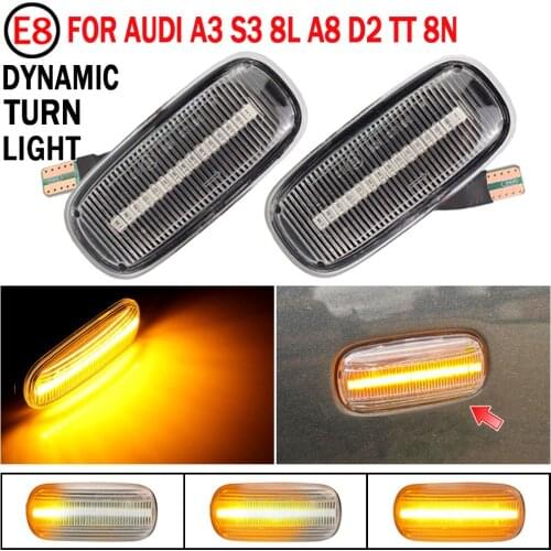 2pcs LED Side Fender Dynamic Turn Signal Light Marker Lamp For Audi A3 S3 8L 2000-2003 A8 D2 1999-2002 TT 8N 2000-2006
