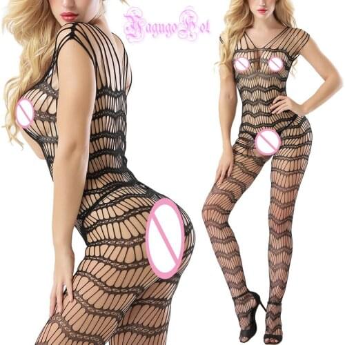 2 Way Zigzag Fishnet Convertible Crochet Cut out Bodystocking Catsuit Lingerie Jumpsuit Lingerie Babydoll Sexy Costumes Wetlook
