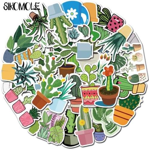 45PCS Potted Plants Cactus Cartoon Sticker Green For Case DIY Luggage Laptop Skateboard Motorcycle Bicycle Decal Stickers F3
