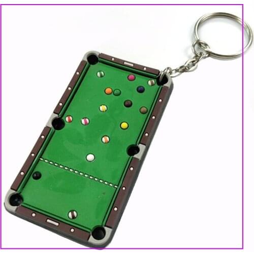 6pce/lot Mini Billiard pool table Key Ring And Snooker Table Key Rubber Design keychina