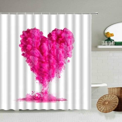 Color Abstract Creative Love Splash Shower Curtain Colorful Smoke Dust Paint Bathroom Accessories With Hook Waterproof Screen