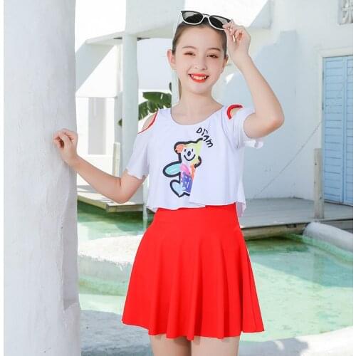 One Piece Tankinis Swimwear with Skirt for Girls Teens Ruffle Swimsuits Off Shoulder Swim Dress Beach Wear Bathing Suit Girl 17Y