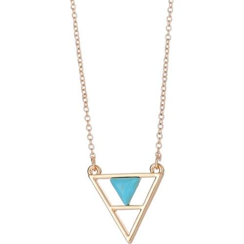 2019 New Vintage Popular Gold Color Crystal Antique Punk Triangle Simple Chain Pendant Necklace For Men Women Fashion Gifts