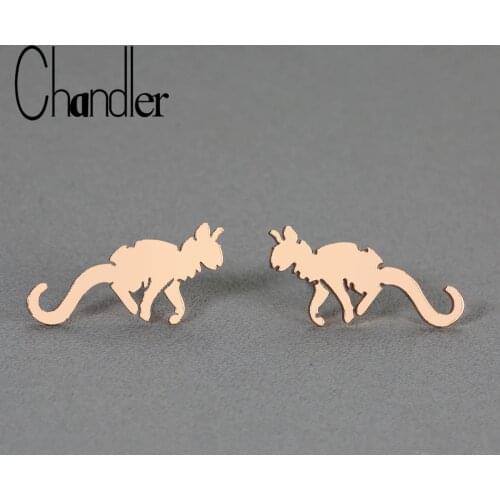 Chandler Stainless Steel Gold Color Silver Plated Cat Stud Earring For Girls Pet Lovers Gift Metal Minimalist Fashion Jewelry