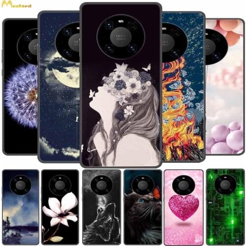 For Huawei Mate 40 Case Flower Girl Silicone Soft Phone Cover For Huawei Mate 30 5G Case Black TPU Bumper Mate40 OCE-AN10 Coques