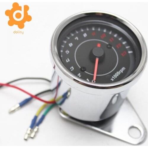 Dolity Alloy Motorcycle LED Backlight Digital Tachometer RPM Gauge Dashboard