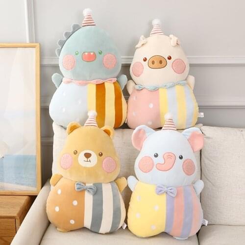 1pc 55cm Lovely Cartoon Elephant Dinosaur Pig Bear Plush Toys Kawaii Pillow Stuffed Soft Animals Sofa Cushion Cute Gift for Girl