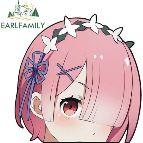 EARLFAMILY 13cm x 12.8cm Car Stickers for Ram Peek Anime Decal Vinyl Car Wrap Camper Accessoires Campervan Waterproof Sunscreen