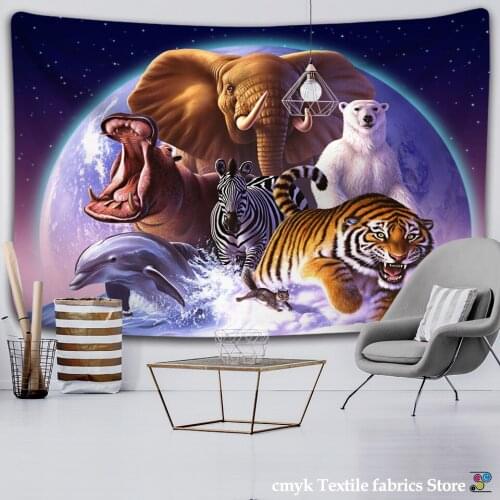Animals Tapestry Tiger Polar Bear Dolphin Pattern Background Wall Home Textile Decoration Wall Hanging Elephant Wall cloth
