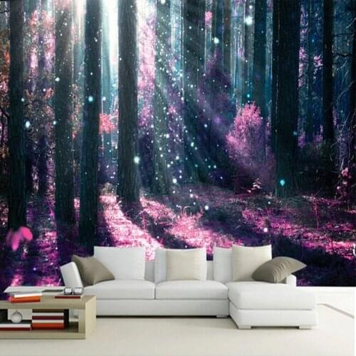 Custom Photo Wallpaper Modern Beautiful Purple Forest Big Tree Mural Living Room TV Sofa Theme Hotel Background Wall Papers 3 D