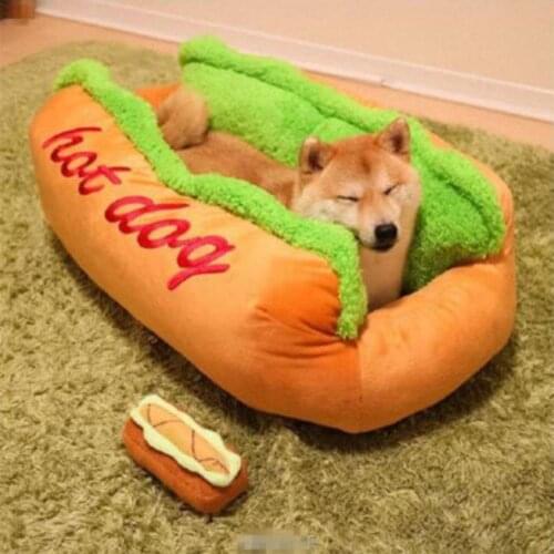 Cotton Hot Dog Shape Pet Bed Kennel Cat Dog Nest Puppy House Warm Mat Cushion Washable Pad