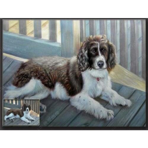 TOP ART Customize service Custom paint Pet dog cat portrait oil painting- from photo picture-# BEST present-100% hand painted