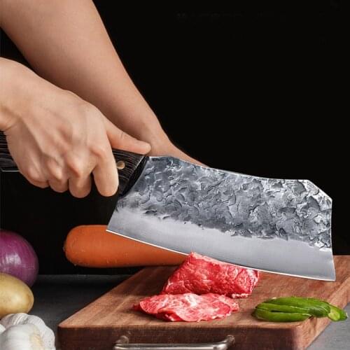 Chinese Chef Knife Handmade Forged Stainless Steel Kitchen Knife for Meat Bone Fish Vegetables Butcher Knife Cleaver Slice Knife