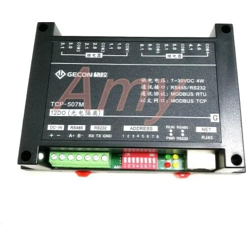 Modbus RTU controller, 12 channel relay output module, IO expansion unit, Ethernet RS485