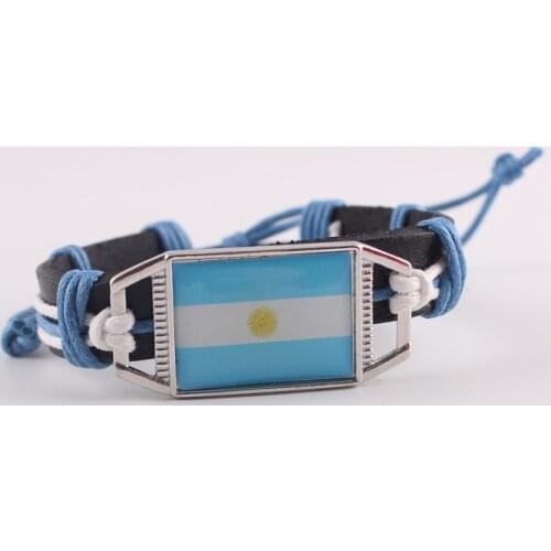 National Flag Leather Bracelet Argentina Australia Austria Belgium Bosnia and herzegovina Brazil Bangle For Women Men