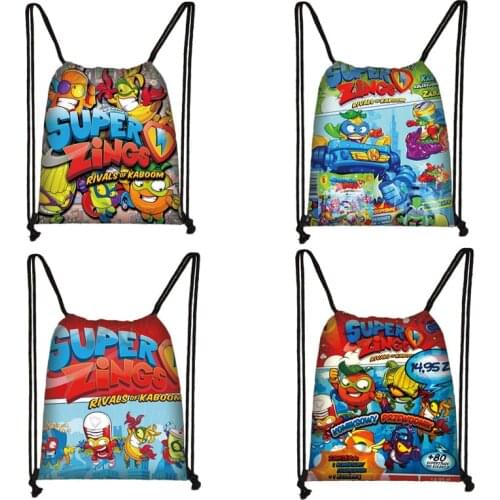 Cool Cartoon Super Zings Print Drawstring Bag Teenagers Bundle pocket Backpack Kids Bookbag