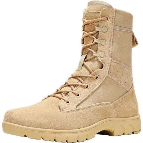 Summer Combat Training Boots Mens Ultra-Light Breathable High-Top Worker Martens Lightweight Combat Desert Security Guard Shoes