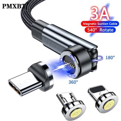 Magnetic USB Cable Fast Charging Type C Cable 540 Rotating Magnet Charger For iPhone 12 11 Xiaomi Redmi Note 9 Pro USB Cord Wire