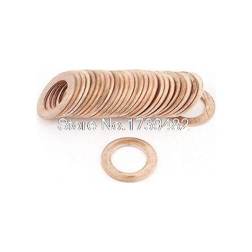 30PCS 16mm OD 10mm ID 1mm Thick Copper Washer Flat Ring Oil Brake Line Seal