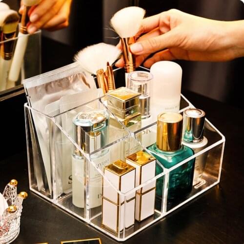 Multifunction Cosmetic Storage Box Makeup Brush Organizer Acrylic Transparent Stationery Box Bathroom Accessories Pen Holder
