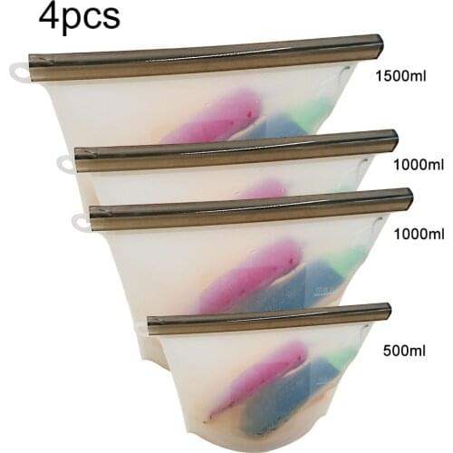 Reusable Home Food Grade Silicone Fruit Meat Ziplock Kitchen Organizer Refrigerator Fresh Bags Kitchen Food Sealing Storage Bag