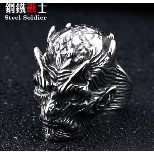 Steel soldier dragon king ring for men stainless steel punk biker animal good detail exquisite design gift jewelry for friend