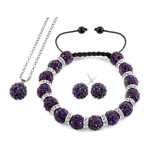 10mm fagd2ot mixed AB clay Crystal crystal set Bracelet earring necklace women men Bangles silver plated chain