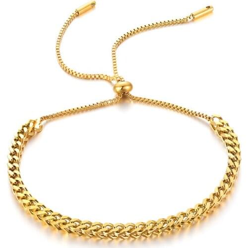 Stainless Steel Wheat Chain Bracelet for Women Girl Adjustable Layered Stacked Jewelry Female Gifts