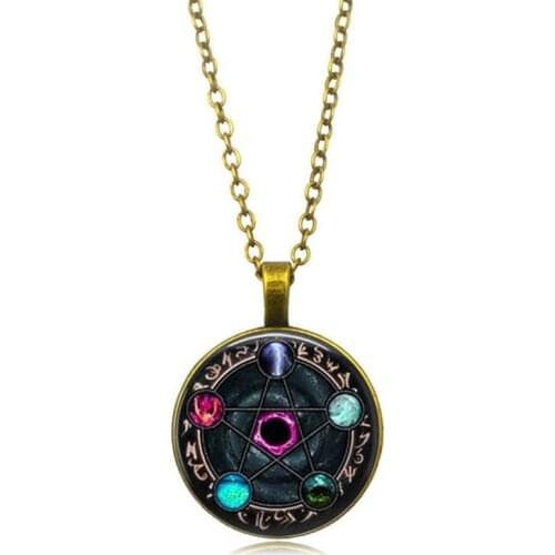 New Arrival Wiccan Pendant Necklace Constellations Of The Zodiac Wicca Pagan Jewelry Glass Cabochon Jewelry