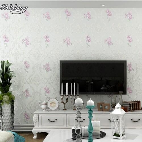 Beibehang Simple European style non - woven wallpaper warm bedroom bedroom living room full of sofa TV background wallpaper